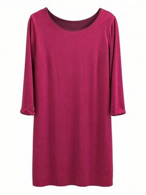 Chico's Magenta Burgundy Three-Quarter Sleeve Reversible Midi Shift Dress L XL
